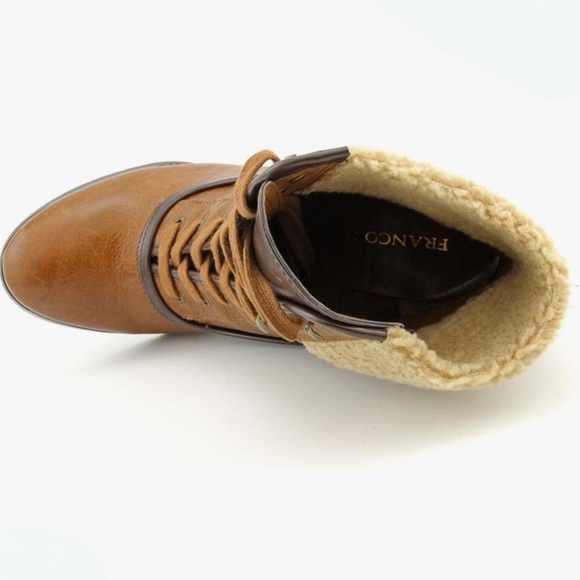 Franco Sarto Waverly Brown Leather Ankle Boots - Picture 6 of 7